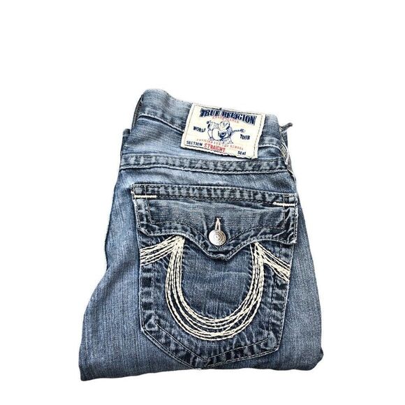 TRUE Religion Jeans Size 29 STRAIGHT Blue - Picture 7 of 8